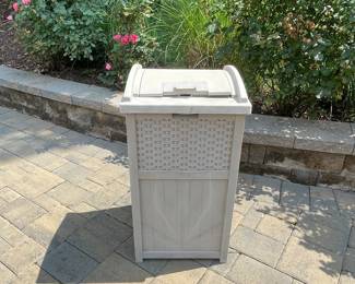 Suncast Wicker Resin Outdoor Trash Can