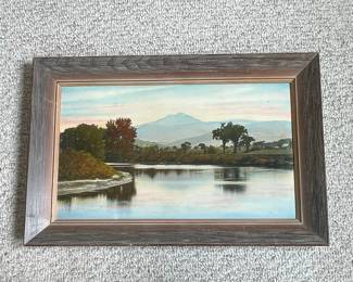 Landscape Painting with River and Mountain