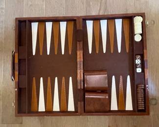 Vintage Leatherette Backgammon Set