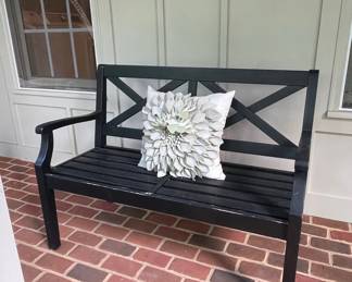 Black Metal Garden Bench with X-Back Detail