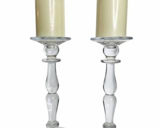 Clear Glass Baluster Stem Candlesticks