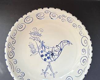 Present Tense Four Sisters HandPainted Ceramic Platter with Chicken Motif