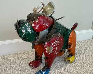 Recycled Metal Bulldog Sculpture