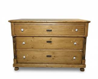 Antique Pine Chest of Drawers with Ceramic Knobs