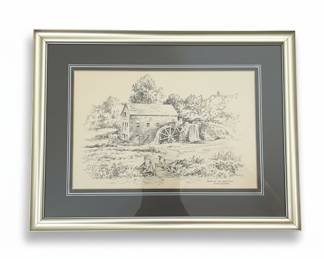 Wayside Inn Grist Mill Drawing by Jas. F. Murray