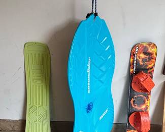Snowslider Snow Sled, Snowboogie Sled, and Freeride Snowboard