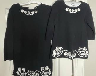 Hanna Andersson Black Knit Dresses with White Embroidery