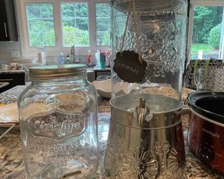 Yorkshire Glassware "Established 1898" Beverage Dispenser and Embossed Metal Base Beverage Dispenser