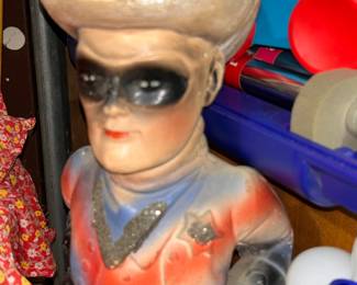 Antique Chalkware masked cowboy