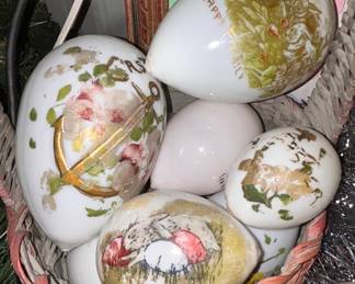 Hand Blown Painted Milk Glass Easter Eggs