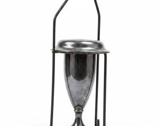 Vintage Wrought Iron Stand with Silver Plated Bud Vase