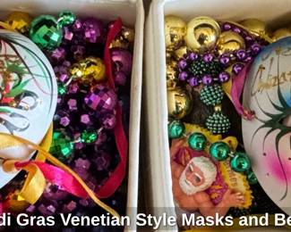 Mardi Gras Venetian Style Masks and Beads