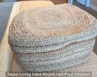 Jaipur Living Saba Round Jute Pouf Ottoman