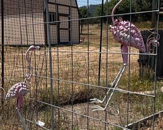 Pink Metal Flamingo Garden Sculptures second image
