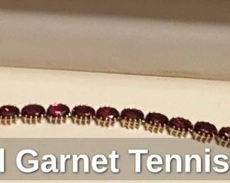 K Gold Garnet Tennis Bracelet