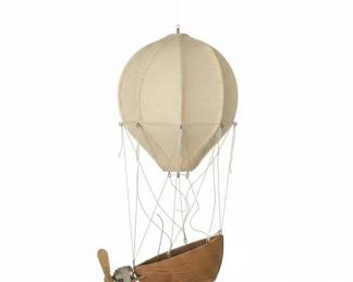 Vintage Motorized Hot Air Balloon Model with Wooden Gondola