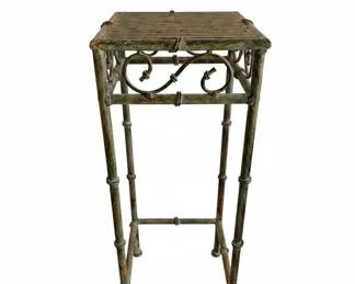 Vintage Bamboo Motif Metal Plant Stand