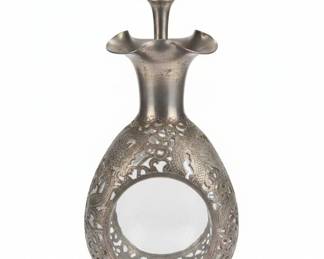 Chinese Export Sterling Silver Overlay Decanter