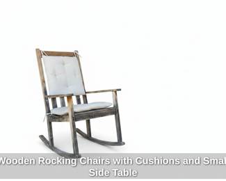 Wooden Rocking Chairs with Cushions and Small Side Table second image