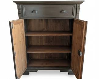 Distressed Gray TwoDoor Cabinet with Drawer second image