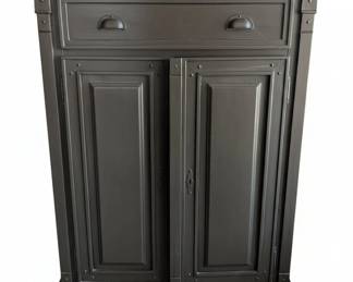 Distressed Gray TwoDoor Cabinet with Drawer