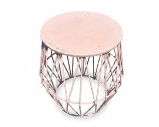 Pink Metal Wire Round Side Table
