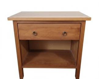 Solid Wood Nightstand with Drawer and Shelf