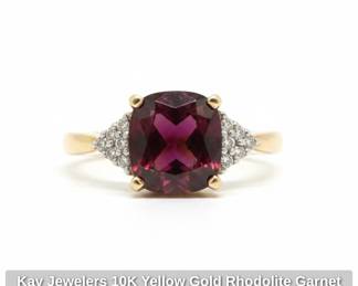Kay Jewelers K Yellow Gold Rhodolite Garnet and Diamond Ring second image