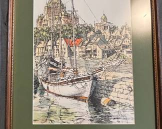 Quebec City Harbor Scene Artwork by Alain