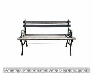 Vintage Cast Iron and Wood Garden Bench