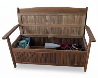 Teak Outdoor Storage Bench second image