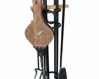 Wooden Bellows and Fireplace Tool Set
