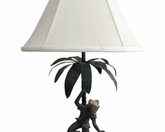 Frederick Cooper Bronze Monkey Palm Tree Table Lamp
