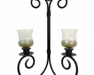 PartyLite Wrought Iron Frosted Glass Wall Scroll Sconce