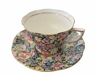 Rosina Bone China Teacup and Saucer Set Floral Chintz Pattern
