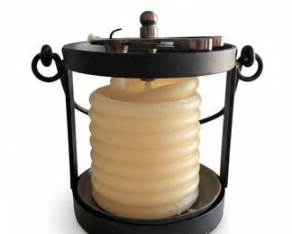 Black Metal Candle Lantern with Ribbed Candle
