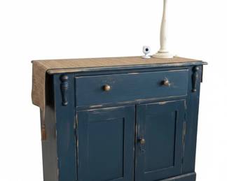 Antique Blue Painted Pine Cabinet