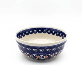 Boleslawiec Ceramic Bowl Peacock Eyes Pattern