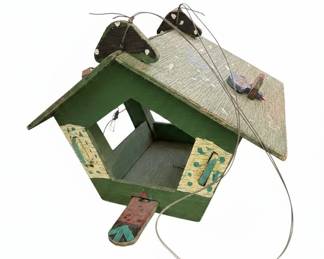 HandPainted Wooden Birdhouse with Butterfly and Flower Motifs