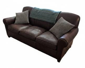 Pottery Barn Manhattan Dark Brown Leather Sofa