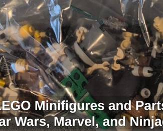 Assorted LEGO Minifigures and Parts including Star Wars, Marvel, and Ninjago