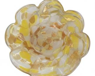 Glass Candy Dish with Gold Flakes