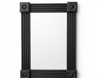 Black Fluted Mirror with Shelf