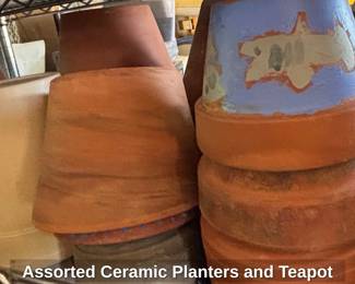 Assorted Ceramic Planters and Teapot third image