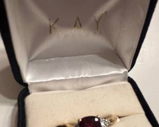 Kay Jewelers K Yellow Gold Rhodolite Garnet and Diamond Ring