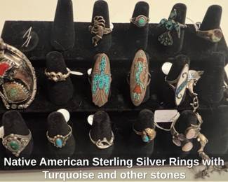 Native American Sterling Silver Rings with Turquoise and other stones