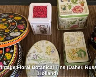 Vintage Floral Botanical Tins Daher, Russ, Holland