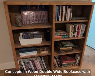 Concepts in Wood Double Wide Bookcase with Assorted Books
