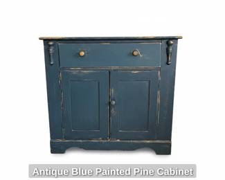 Antique Blue Painted Pine Cabinet second image