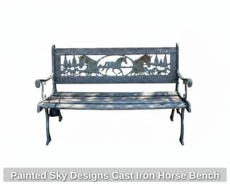 Painted Sky Designs Cast Iron Horse Bench